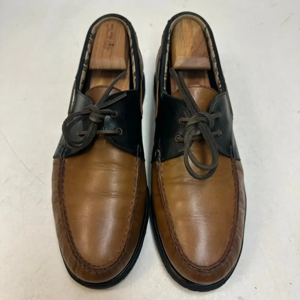 FULLY RESOLED Gucci Boat Shoes Brown Black Made in Italy Vintage EU 45 US 11.5